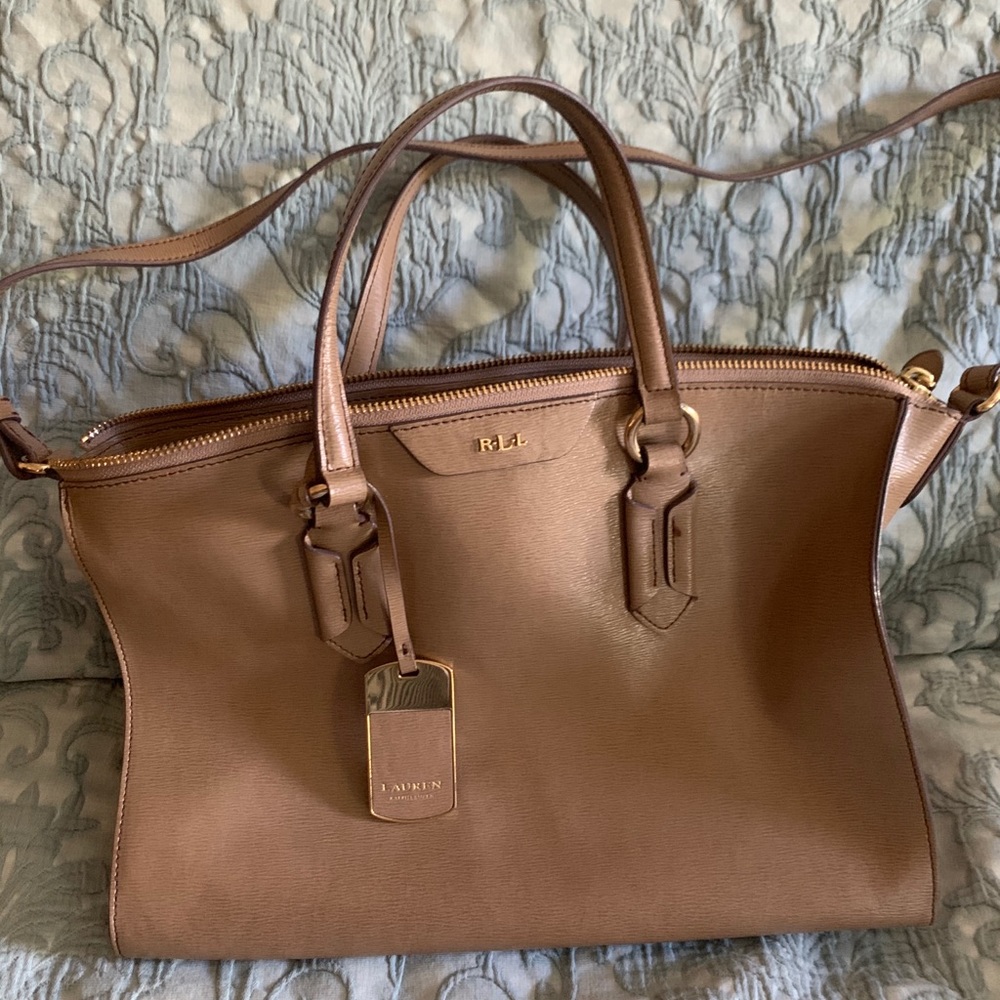 Ralph Lauren beige tote & crossbody bag EUC